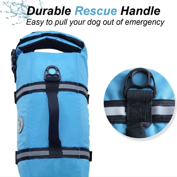 Dog Life Vest, Reflective & Adjustable Life Jacket for Dogs with Rescue Handle f - Picture 2 of 5